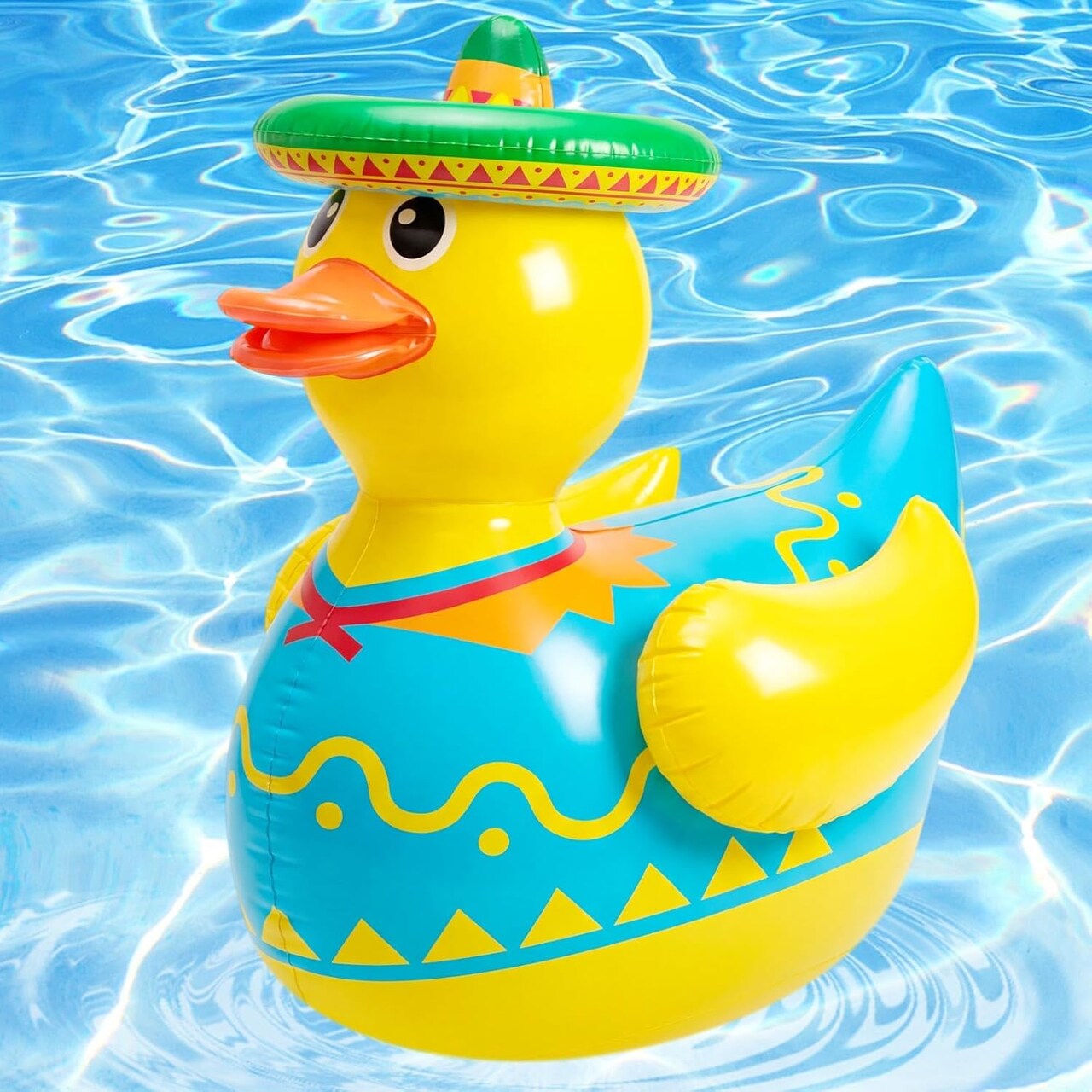 4 FT Cinco de Mayo Inflatable Fiesta Duck – Giant Blow Up Mexican Rubber Duck with Sombrero – Outdoor Lawn, Yard, Garden & Patio Party Decoration – Fiesta Festival Decor – Perfect for Mother's Day Card Making Displays